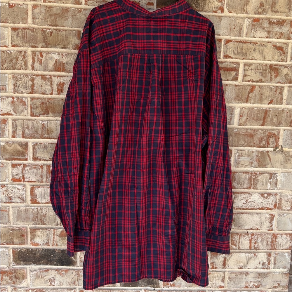 Harbor‎ Bay Red Navy Plaid Plus Size Dress Shirt - Picture 8 of 8